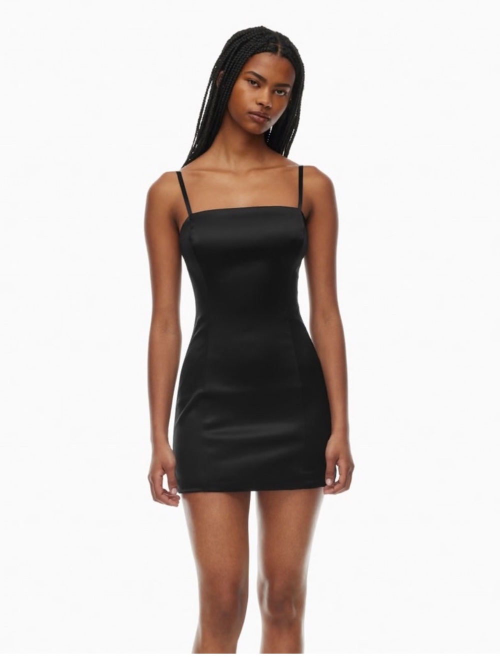 Aritzia Black Square-Neck Mini Slip Dress